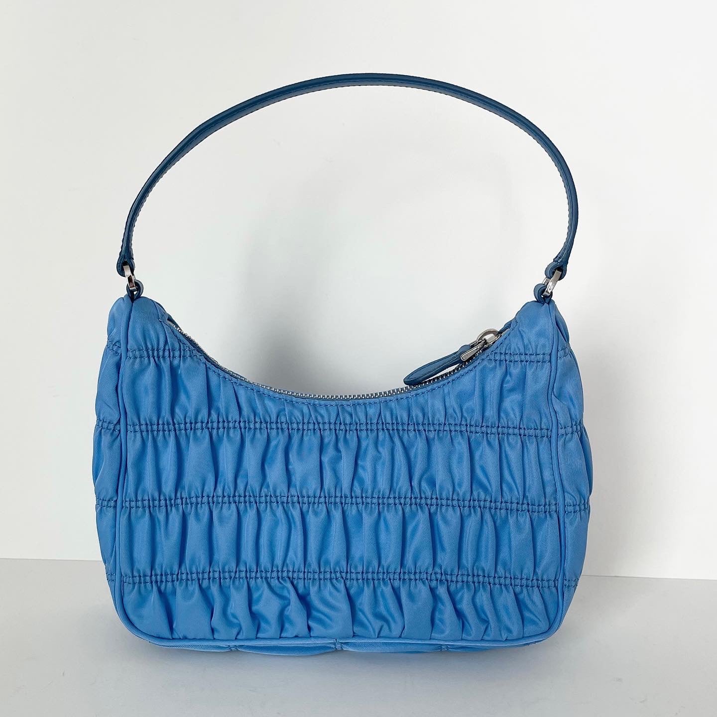 Authentic Prada Gaufre Tessuto Hobo Bag Sky Blue