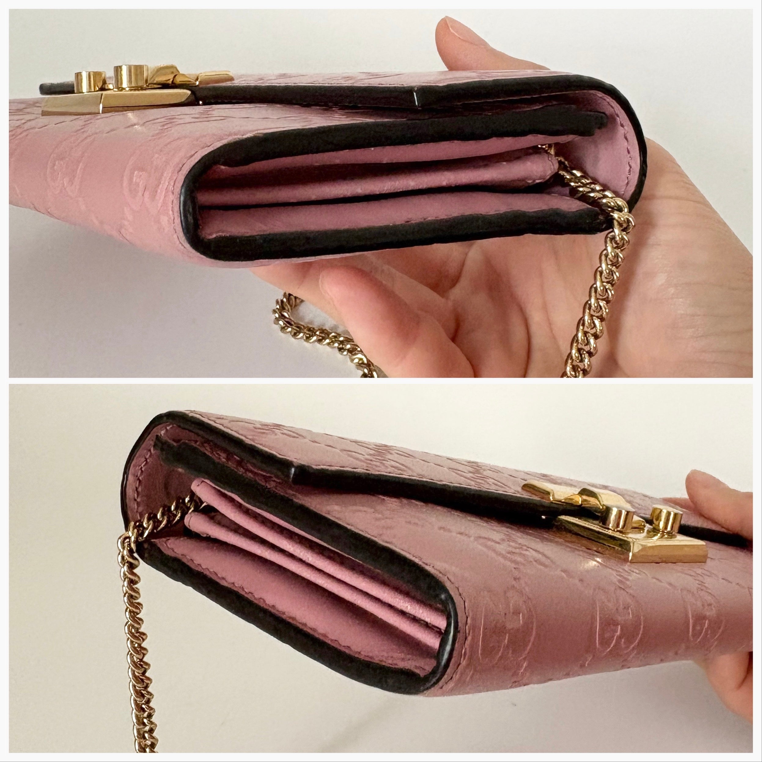 Gucci Guccissima Padlock Chain Wallet Pink