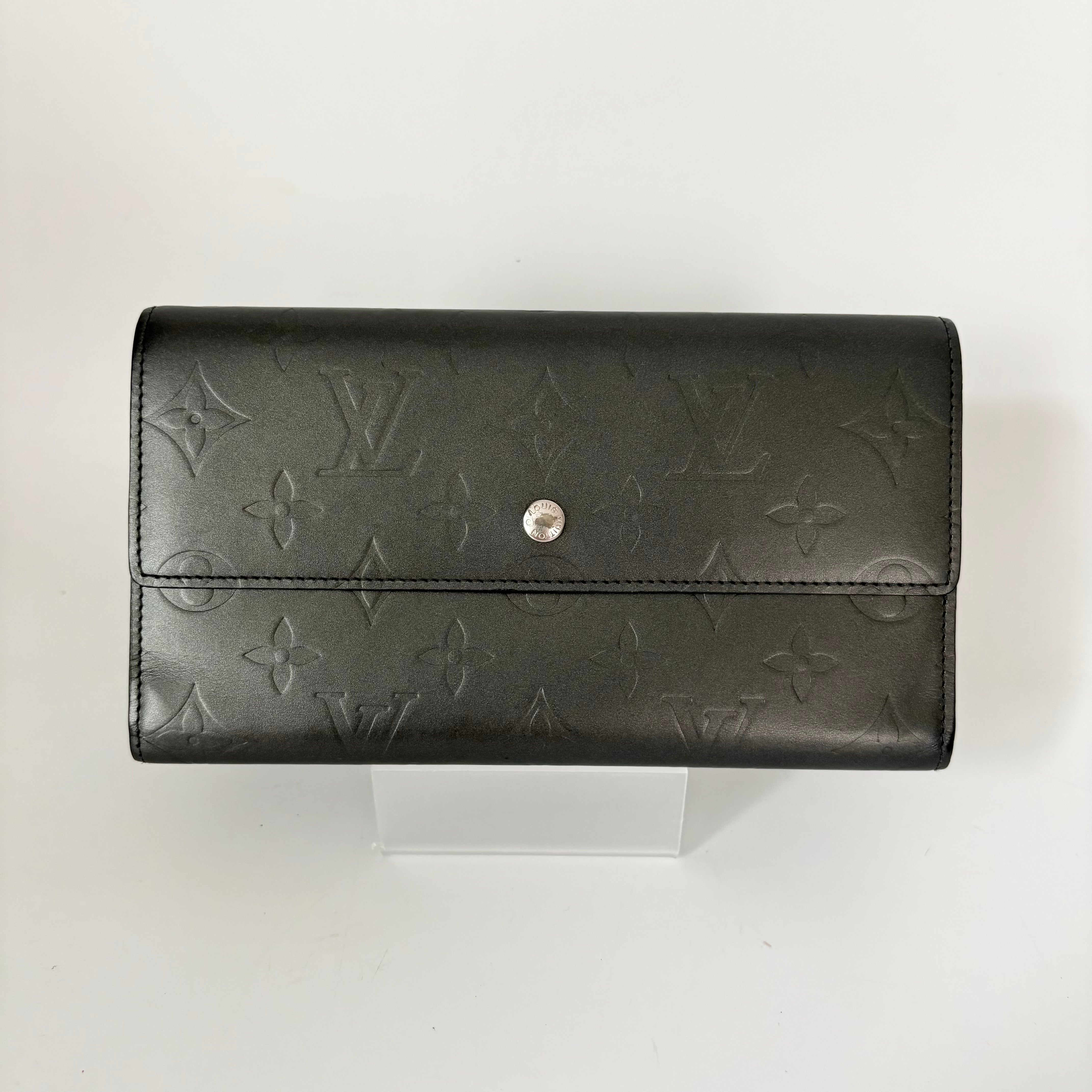 Louis Vuitton Matte Monogram Sarah Wallet Gray