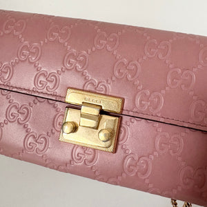 Gucci Guccissima Padlock Chain Wallet Pink
