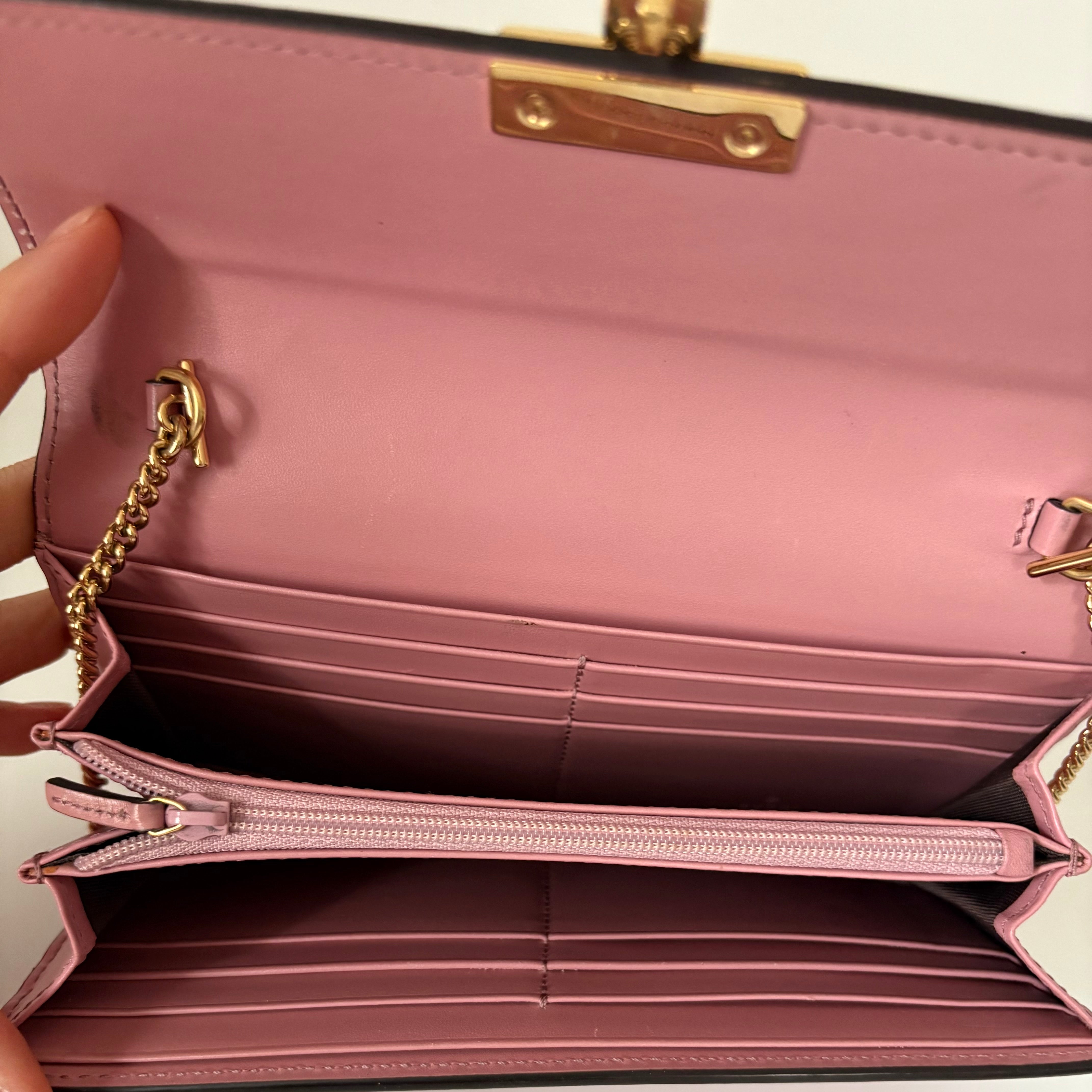 Gucci Guccissima Padlock Chain Wallet Pink