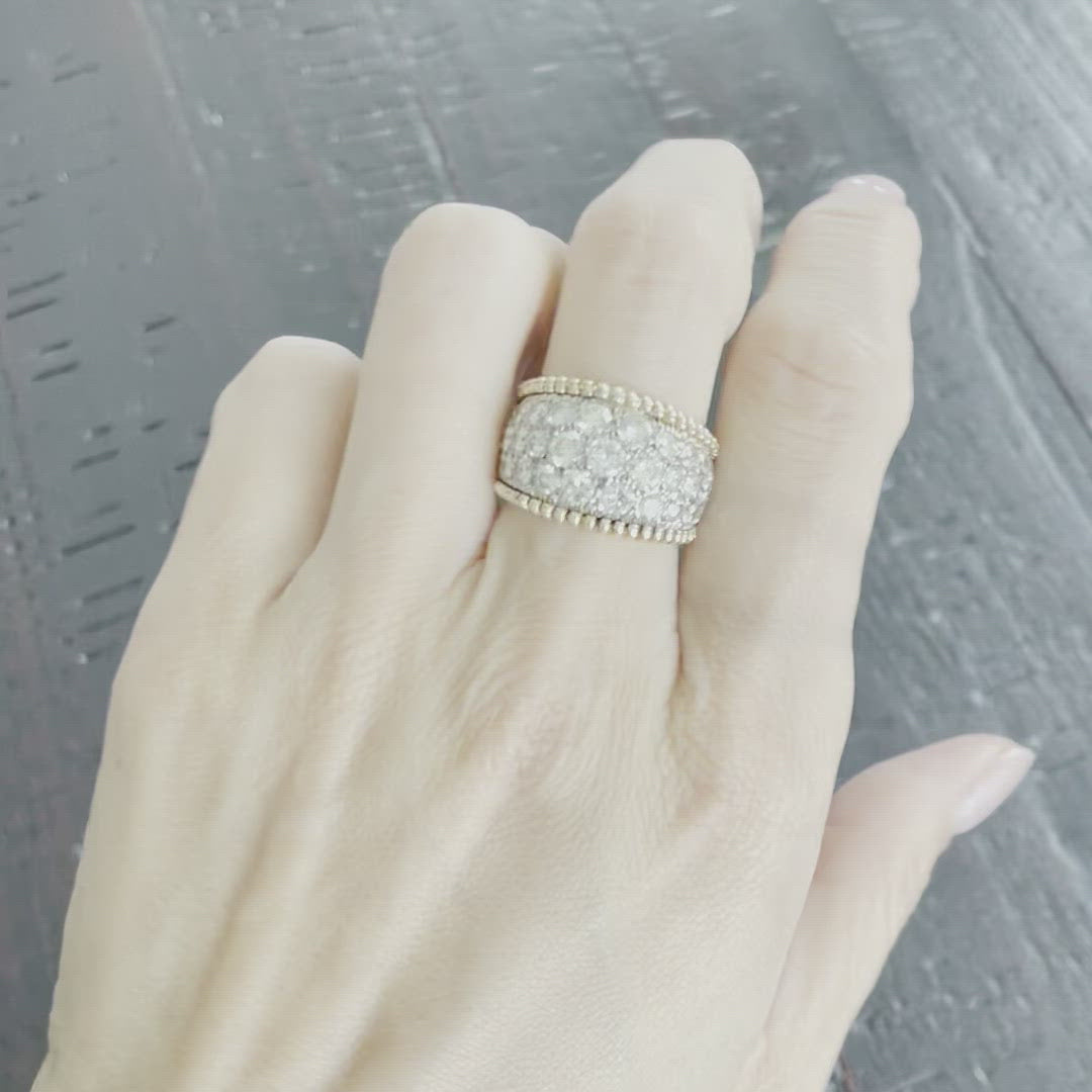 3.95 ctw Diamond Cigar Band in 14k White and Yellow Gold