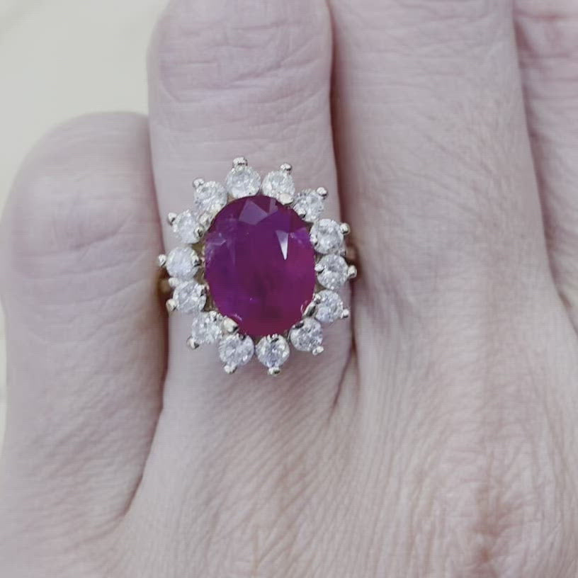 3ct Mozambique Ruby Diamond Ring in 14k Yellow Gold