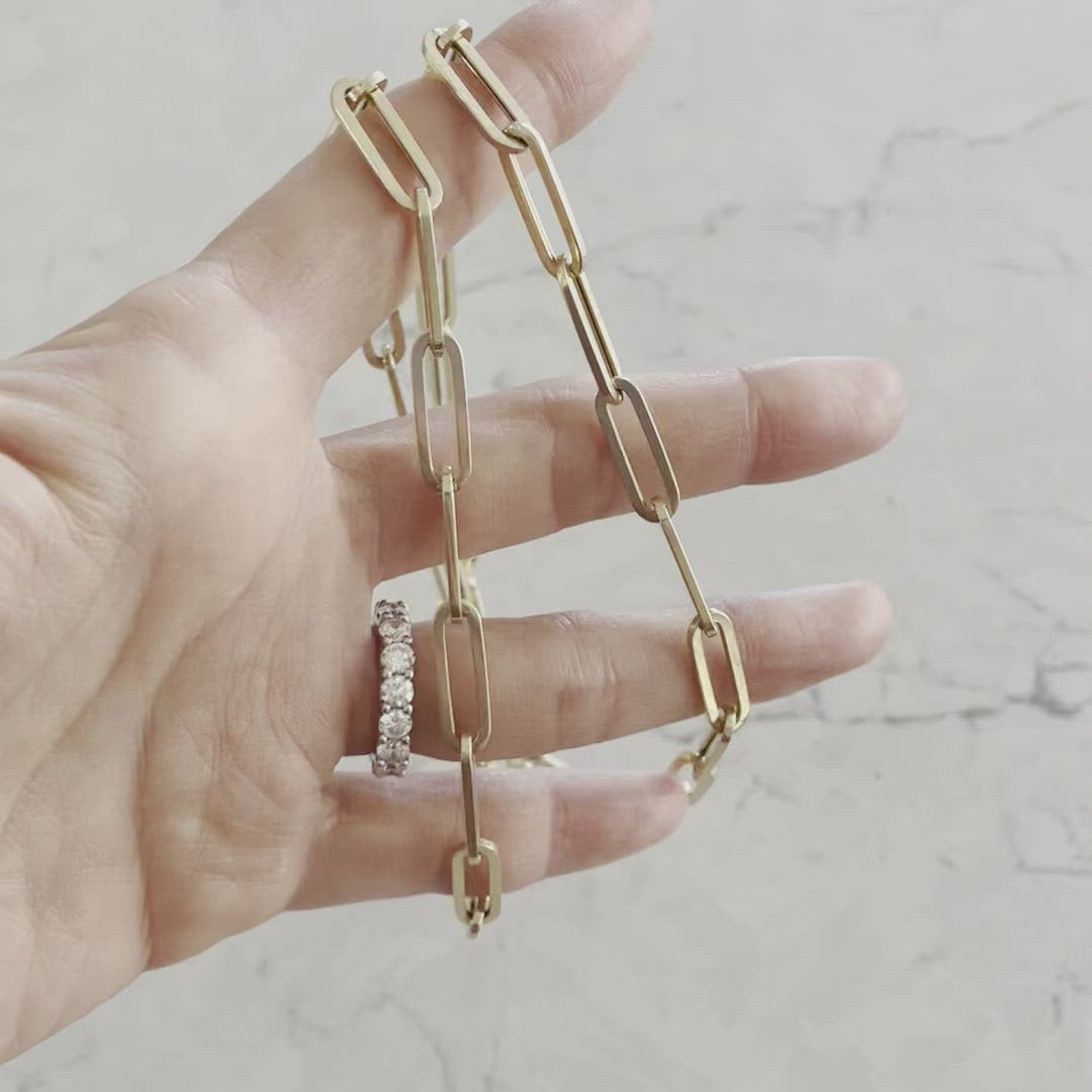 14k Solid Yellow Gold Paperclip Link Chain Necklace