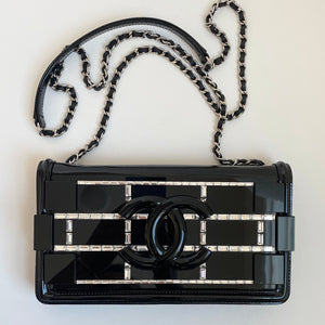 Authentic Chanel 2015 Cruise Jeweled Plexiglass Lego Flap Bag Black –  MaisonFab