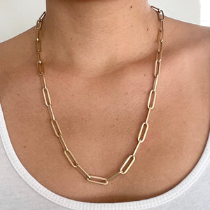 14k Solid Yellow Gold Paperclip Link Chain Necklace