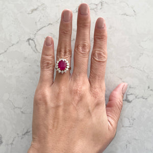 3ct Mozambique Ruby Diamond Ring in 14k Yellow Gold