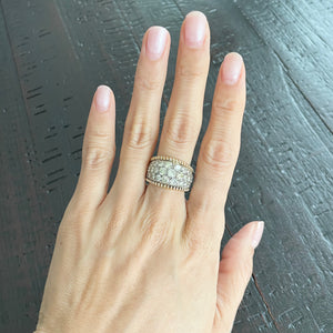 3.95 ctw Diamond Cigar Band in 14k White and Yellow Gold