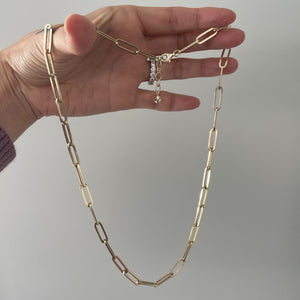 14k Solid Yellow Gold Paperclip Link Chain Necklace