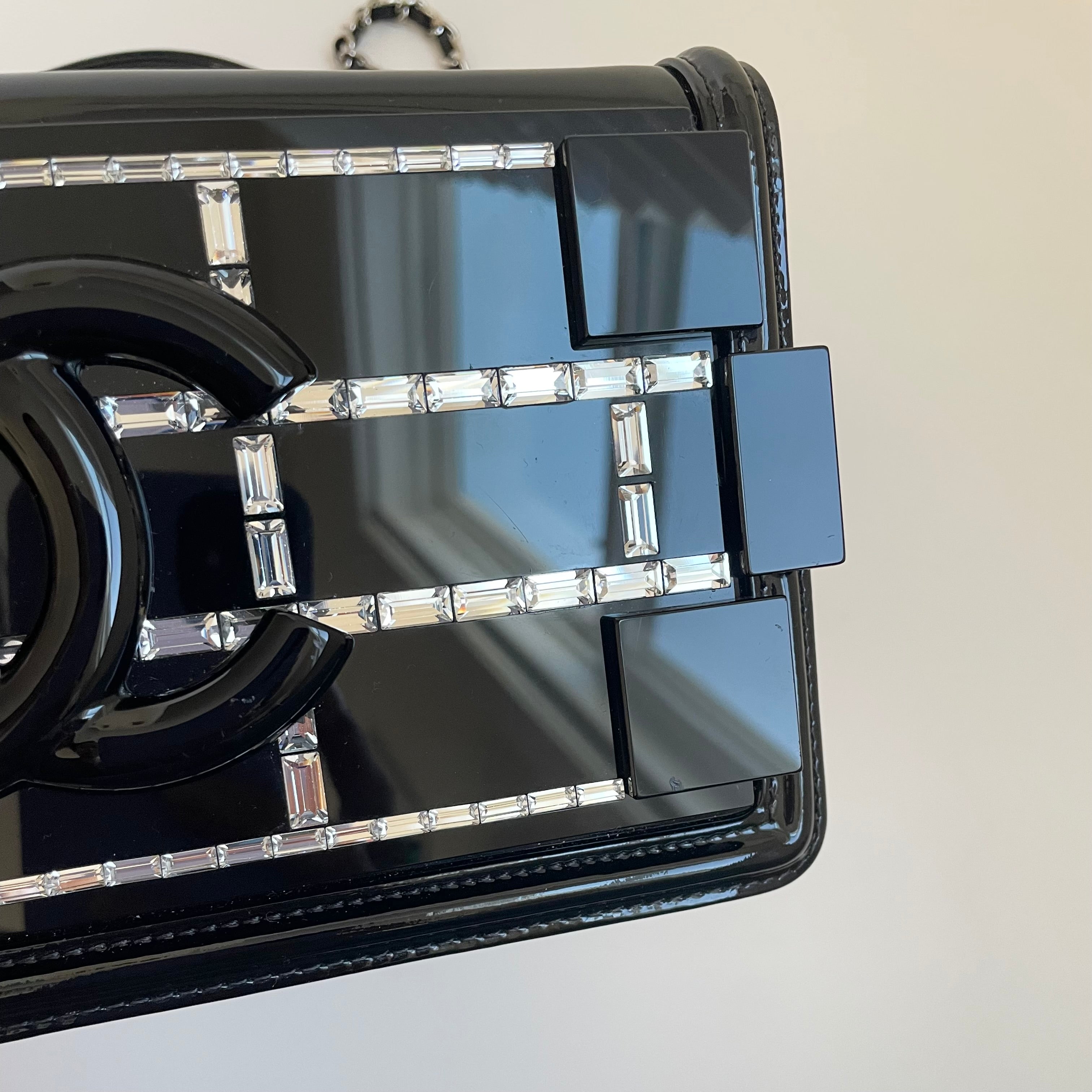 Authentic Chanel 2015 Cruise Jeweled Plexiglass Lego Flap Bag